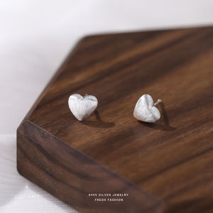 Rantai emas 916 original simple and versatile compact and cute design brushed heart earrings