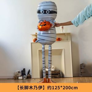 Large Halloween Standing Balloons 3D Inflatable Pumpkin Witch Foil Balloon Halloween Party Decorations Festive Event Supplies