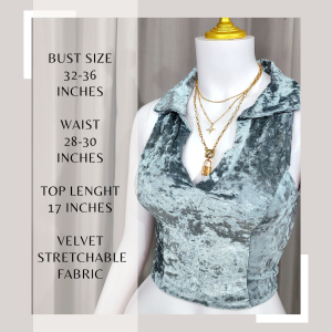 RETRO STYLE collared sleeveless Velvet Blouse WANWAN (ACTUAL PICTURE POSTED) AFFORDABLE CLOTHES PH