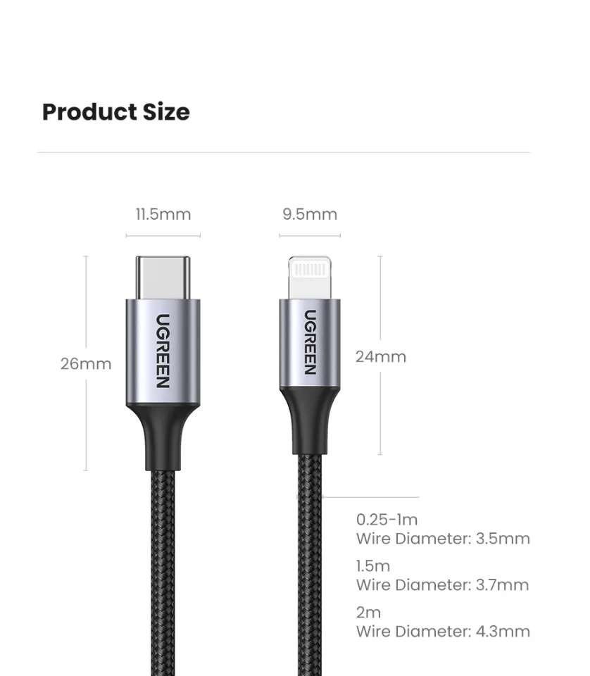 UGREEN MFi 20W PD USB C to Lightning Cable US304 for iPhone 14 13