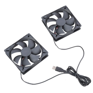 USB 5V Double Cooling Fan 12x12cm Quiet Ball Bearing 1400RPM 45CFM for Computer Case and Electronics