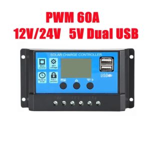 【Ready Stock】10A 20A 30A 60A PWM Solar Charge Controller 12V/24V Battery Regulator Solar Panel Controller LCD Display with Dual USB Port