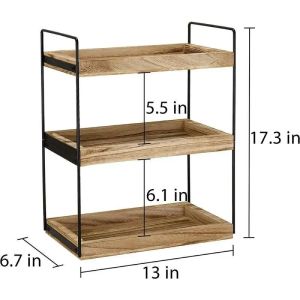 3-Tier Wooden Storage Rack – Multi-Use Organizer Shelf for Bathroom Vanity & Kitchen | Countertop Makeup Organizer