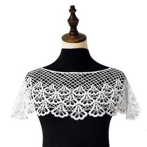 Thời trang ren quấn ngang vai với thêu chi tiết có lỗ thoáng khí Faux khăn choàng ren cổ áo cho phụ nữ thời trang