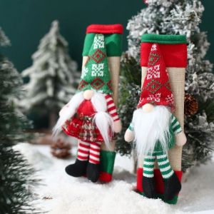 MUKANG 2pcs Cute Christmas Refrigerator Handle Cover Creative Cartoon Cloth Faceless Doll Decoration Xmas Decoration Multi-use Fridge Door Knob Protector Kitchen