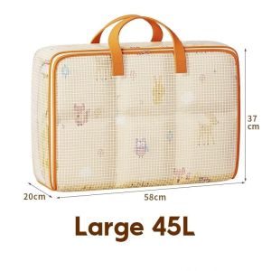 Storage Bag PVC Zipper Organizer Clear Foldable Dustproof Closet Bedding Pillow Quilt