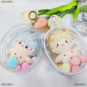 [COD] WEICHENG 10cm búp bê sang trọng ra túi PVC Bông trong suốt búp bê hiển thị trong suốt Pouch rõ ràng lưu trữ trường hợp cho phim hoạt hình phim hoạt hình búp bê