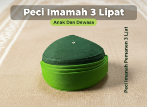 Peci Imamah Permanen 3 Lipatan Anak Dan Dewasa Sorban Imamah Instan Siap Pakai Size 1-10