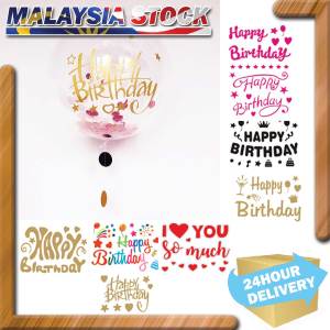 Happy Birthday Balloon Sticker for Party Favor Air Balloon Decoration DIY Color Red Black Gold Glitter