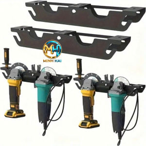 Giá đỡ máy mài góc kim loại treo tường Giá đỡ máy cắt màu đen bền bỉ Giá để máy mài góc 2 ngăn - treo dây điện