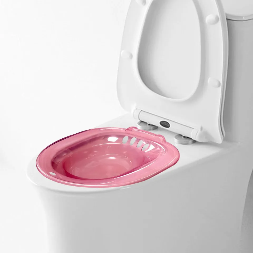 Lovely Homes Elderly Toilet Seat Basin Women Sitz Bath with Drain Holes  Wide Seating Area 39cmx36cmx12cm Portable for Standard Toilets and Commode 