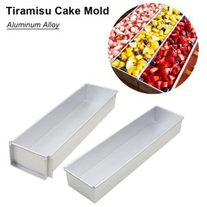 UUMIR 1Pcs Rectangle Tiramisu Cake Mold Silver Active/Fixed Type Baking Mould  Aluminum Alloy Baking Tools Bread Brownie Cake