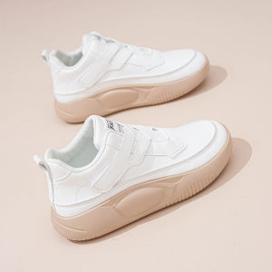 Womens Casual Shoes High Top Platform Sneakers Anti Slip White Cross Design Soft Leather Travel Walking Shoes