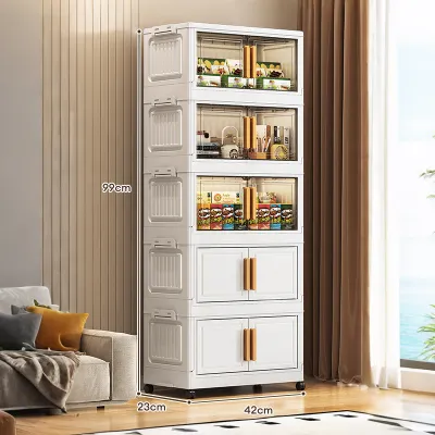 Guankwn L50cm Foldable Storage Cabinet Double Door Dustproof Clothing Storage Cabinet Multi functional Home Bedroom Living Room Miscellaneous Storage Cabinet Removable