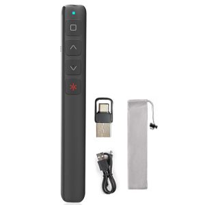 SAGOER Red Light Wireless Presentation Clicker Rechargeable 2.4GHz PPT Page Flip Pen Durable USB Receiver /Bluetooth PPT Slide Pointer Office