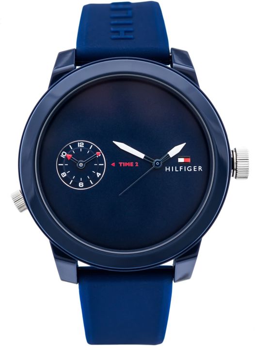 Authentic Tommy Hilfiger Men Sport Blue Dial Silicon Watch 1791325