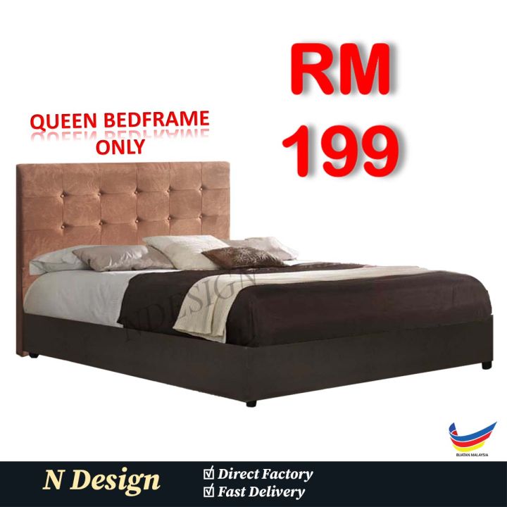 [N Design] Queen Divan+Headboard Only / Katil Queen / Bedframe Queen ...
