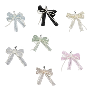 Detachable Shoe Shoelaces Charm with Intricate Lace Butterfly Bowknot and Synthetic Pearls Embellishment