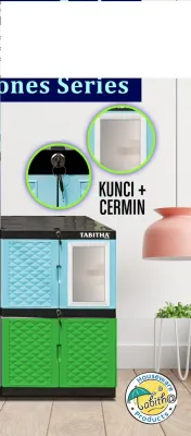 FULL KUNCI Lemari Plastik Tabitha 2 Susun KACA CERMIN