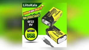 LiitoKala 9V 1100mAh li-ion Rechargeable USB Battery for Multimeter Microphone etc.
