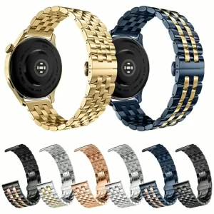 2026 18mm 20mm 22mm 24mm 304L Stainless Steel Watch Strap Metal Folding Buckle Curved+Flat End Watch Bracelet Accessories with Tool