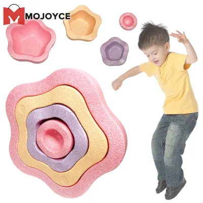 MOJOYCE Childrens Exercise Balance Trainers Sensory Stepping Stones Stackable Fitness Accessories for Baby Development Durable Colorful Non-slip 4Pcs