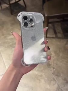 เคสศัพท์ Airbag Borderless Glitter สำหรับ iPhone 16 Pro Max 15 14 เคสนิ่ม TPU กันกระแทก
