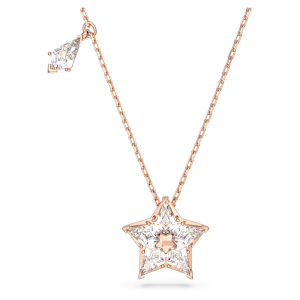 💖Swarovski💖Stella kite-cut rose gold star diamond pendant necklace S925 sterling silver womens fashion necklace hypoallergenic and non-allergic Valentines Day gift birthday gift for girlfriend and bestie