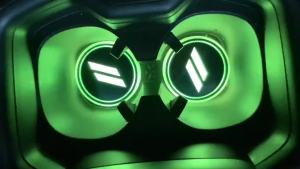 2PCS Rechargeable Ambient Led Light Car Cup Holder Coaster Decal with LDR and Accelerometer 2.7" for Dodge Charger Challenger Durango Dart R/T SRT for Jeep/Chrysler