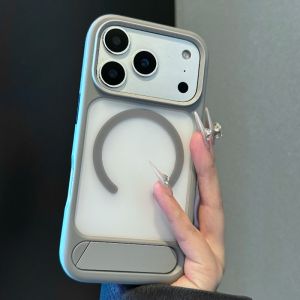 Armor Shockproof Hybrid Case for iPhone 17 16 15 Pro Max Matte Silicone Bumper Shell Bracket Back Cover Coque Magne Capinhas