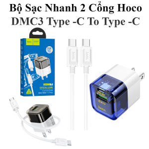 Bộ Sạc Nhanh Dài 1M 2 Cổng Hoco Dmc3 Pd30W + Qc3.0 Type -C To Type -C