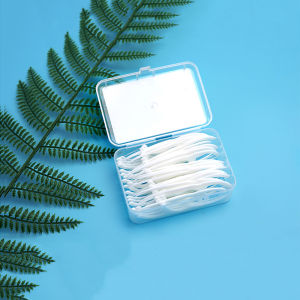 Cofoe แท่งขัดฟันแบบพกพาไม้จิ้มฟัน 100ชิ้น การสะอาดฟันซี่ลวดแบน