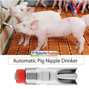 Viddavet 1 pc PIGLET drinker duck-billed type for piglets red end tip Pig Automatic Water Drinker stainless steel
