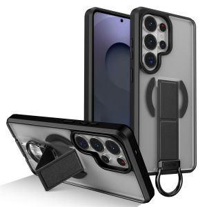 Magnet Folding Magnetic Stand Phone Case For Samsung S26 S24 S25 Ultra S23 Plus For Magsafe Frosted Slim PC Translucent Cover