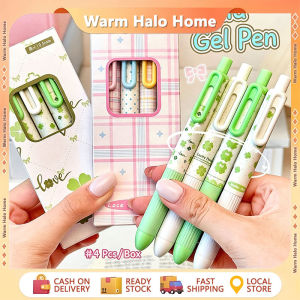 4PCS/box Clover Press Gel Pens Lucky Four-Leaf Clover Design 0.5mm Black Ink Student Stationery