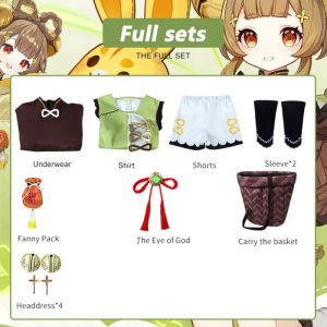Game Genshin Impact YaoYao Cosplay Costume Women Kids Lolita Dress Wig Full Set Halloween Carnival Party Props