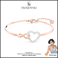💖Swarovski💖Swarovski Infinity and heart-shaped white diamond bracelet, S925 sterling silver women's fashion bracelet hypoallergenic non-allergenic, Valentine's Day gift birthday gift for girlfriend bestie. 