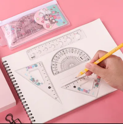 Penggaris Set isi 4 Fancy / Penggaris Plastik 1 Set Isi 4 / Garisan Set 20cm Ruler Set