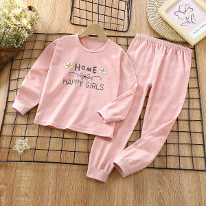 Childrens pure cotton loungewear set long-sleeved pajamas thin air-conditioned clothing mens and womens clothing autumn and winter clothing 1 to 12 years old