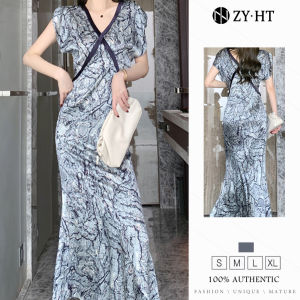 ZYHT eravogue Đầm hoa satin dài chân váy dài hàn quốc Đầm cô gái mũm mĩm đầm tiểu thư sang chảnh đầm maxi đi biển bigsize 4036