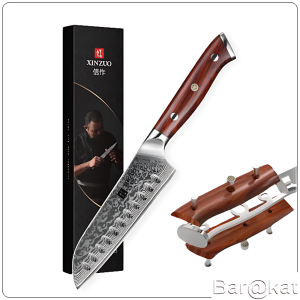 XINZUO Santoku Knife YU Series Damaskus Super Steel 10Cr15CoMoV Tahan Lama Tajam Gagang Kayu Pakka