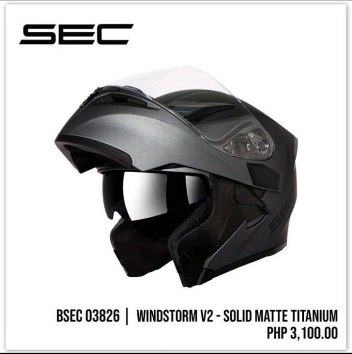 sec windstorm v2 modular helmet dual visor solid matte titanium