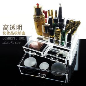 Cosmetic storage cosmetic organizer table top organizer big capacity transparent acrylic drawers