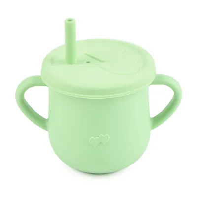 Baby Feeding Silicone Cups Learning Training Sippy Drinking Cup with Straw & Lid Toddlers Kids Cawan Budak