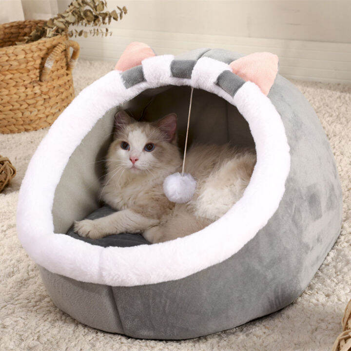 Warm Cat Bed Kitten House Basket Lounger Cushion Small Dogs Pillow Mat ...