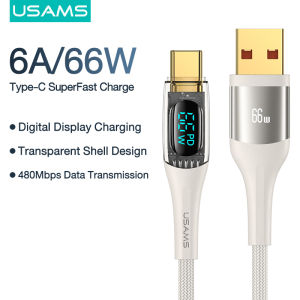 USAMS PD 100W Type C to Type C Cable Fast Charging 6A USB to Type C Digital Display Charging Cable USB C Data Cord for Huawei Samsung /Xiaomi/Macbook Air 2020 ipad Pro