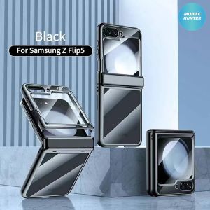 Samsung ZFlip 5 360 XUNDD Electroplate Clear Case with Hinge Protection (Black) Z Flip 5 Z Flip5