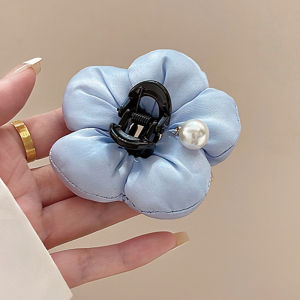 🔥IVY Japanese and Korean new fat cotton-filled mini flower bud pearl three-dimensional flower hairpin half-tied small hair clip for women high-end hair clip for the back of the head
