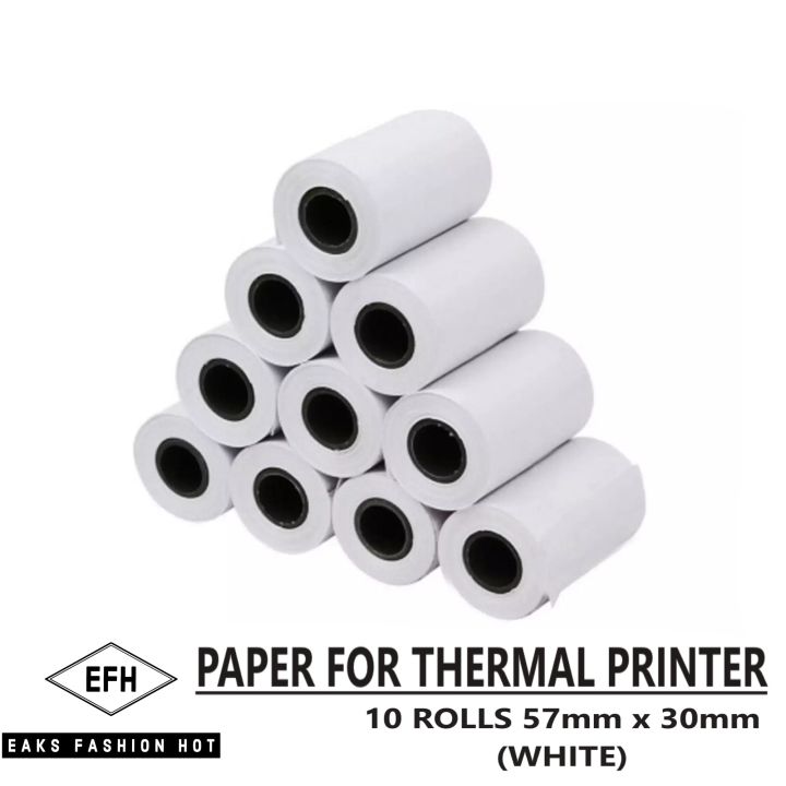 10 Rolls 57mm*30mm Thermal Paper for Thermal Printer (White) Lazada PH