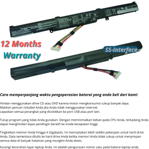 BATERAI LAPTOP ASUS ROG STRIX GL752 GL752V GL752VW GL753VE GL753VD NEW HIGH QUALITY A41N1611 BATTERY